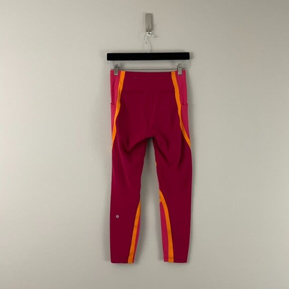 Lululemon Wild Twist 7/8 Tight Ruby Red/Fuchsia Pink/Vivid Amber Size 6 - Picture 2 of 9